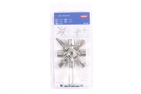 CLÉS MULTIFONCTIONS POUR ARMOIRES ÉLECTRIQUES POUR TOUS LES TABLEAUX ÉLECTRIQUES STANDARD ET SYSTÈMES DE FERMETURE 001101 KNIPEX 00 11 01 92X85X23MM