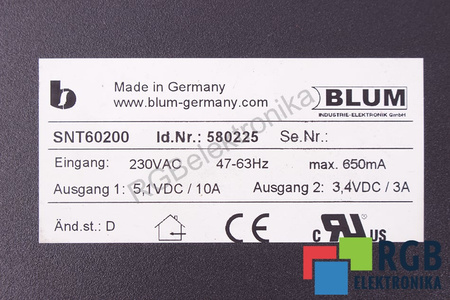 SNT60200 BLUM ID.NR. 580225 ALIMENTATION