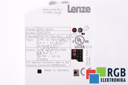 E82EV152_4B LENZE ID.-NO. 00422974 INVERTER 8200 VECTOR