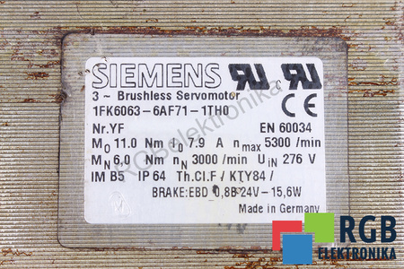 1FK6063-6AF71-1TH0 SIEMENS SIMOTICS S 1FK6