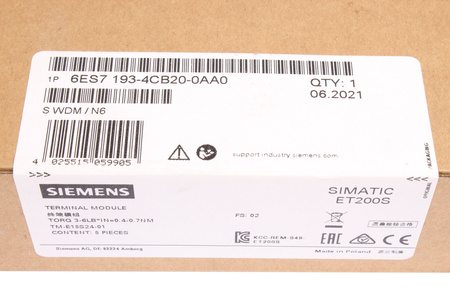 6ES7193-4CB20-0AA0 SIEMENS SIMATIC S7 ET200S CONNECTEUR FRONTAL