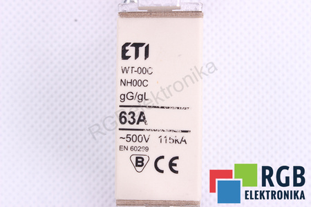 FUSIBLE WT-00C/GG ETI 63A, 500VAC