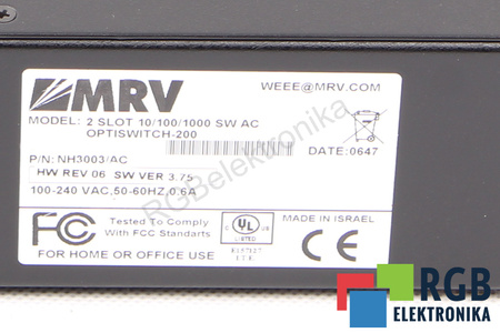 2SLOT10/100/1000SWAC MRV 100-240VAC 0.6A MRV