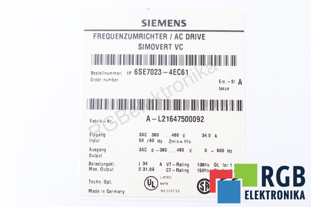 6SE7023-4EC61 SIEMENS SIMOVERT MASTERDRIVES