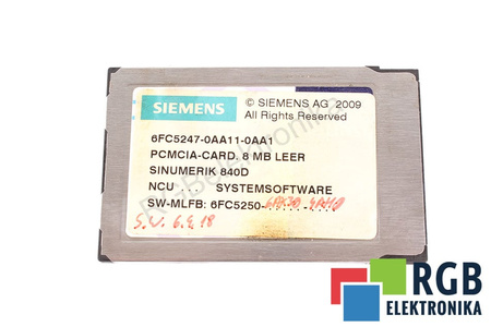 6FC5247-0AA11-0AA1 SIEMENS SINUMERIK 802D/810D/DE/840D/DE PCMCIA-CAR 8MB LEER
