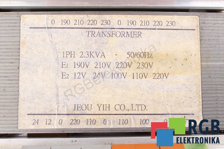 2.3KVA JEOU YIH CO 190/210/220/230V, 12/24/100/110/220V TRANSFORMATEUR