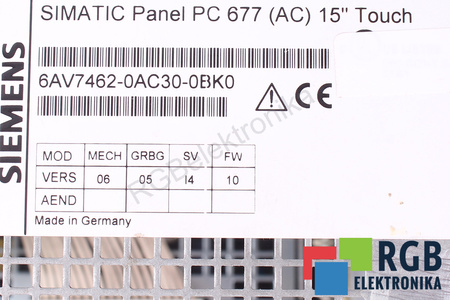 6AV7462-0AC30-0BK0 SIEMENS FAT CLIENT INTEGRA MCG PANEL PC677