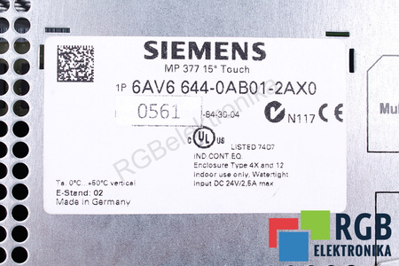 6AV6644-0AB01-2AX0 SIEMENS SIMATIC TOUCH MULTI PANEL MP377