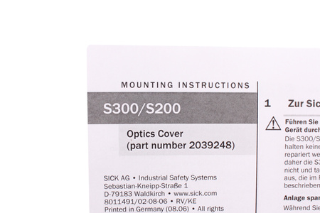 S100/S300/S300 SICK 2039248 CAPOT DU SYSTÈME OPTIQUE