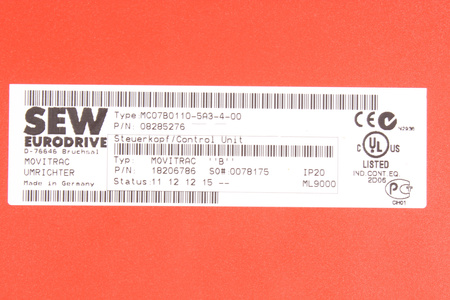 MC07B0110-5A3-4-00 SEW EURODRIVE 08285276 MOVITRAC B MDX60A0110-5A3-4-00 08226857