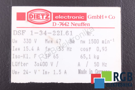 DSF1-34-22I.61 DIETZ ELECTRONIC CARTER DU MOTEUR