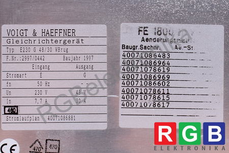 E230G48/30 E230 G 48/30 VOIGT&HAEFFNER WBRUG GLEICHRICHTERGERAT