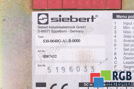 S30-0640G-A1-B-0000 SIEBERT ART.NR. 0087452 AFFICHEUR LCD