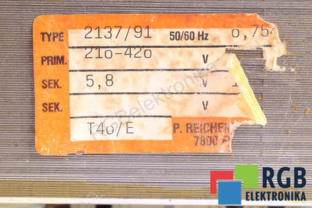 2137/91 REICHENBACH T40/E 210-420V, 5.8V TRANSFORMATEUR