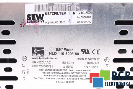 HLD110-500/180 BLOCK FILTRE