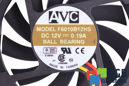 F6010B12HS AVC 12V, 0.19A, 60X60X10MM VENTILATEUR