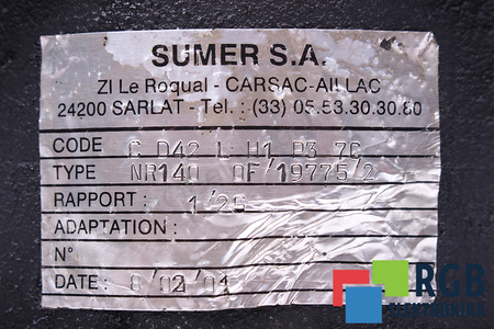NR140 SUMER CD42LH1P37C I=25 RÉDUCTEUR