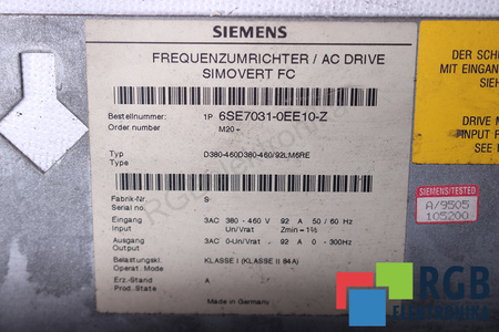 6SE7031-0EE10-Z Z=M20 SIEMENS SIMOVERT MASTERDRIVES