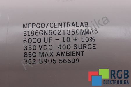 CONDENSATEUR 3186GN602T350MMA3 MEPCO/CENTRALAB 400SURGE 6000UF, 350VDC