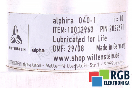 10012963 WITTENSTEIN ALPHA GMBH ALPHIRA 040-1 I=10 RÉDUCTEUR