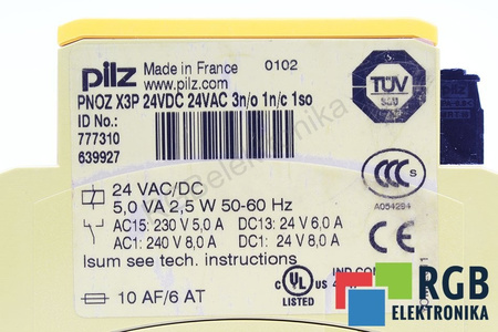 PNOZ X3P 24VDC 24VAC 3N/O 1N/C 1SO PILZ 777310 RELAIS DE SÉCURITÉ