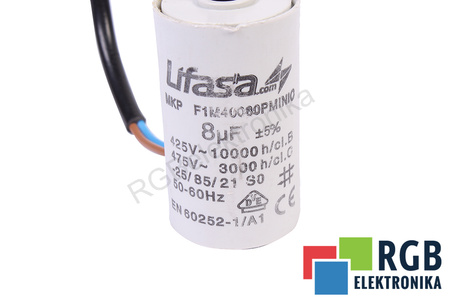 CONDENSATEUR 8UF 425/475V LIFASA MKPF1M40080PMINIO 8UF, 475V