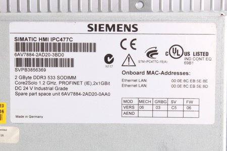 6AV7884-2AD20-3BD0 SIEMENS SIMATIC HMI IPC477C