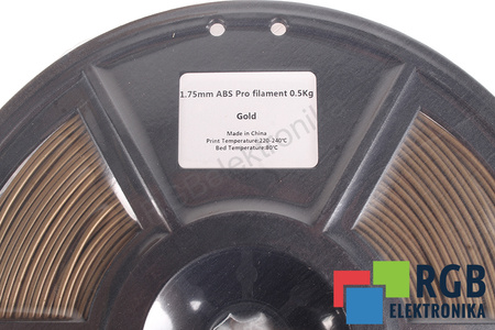 1,75MM ABS PRO FILAMENT 0.5KG GOLD FLASHFORGE DIMENSION EXTÉRIEURE DE LA BOBINE 180MM, DIMENSION INTÉRIEURE DE LA BOBINE 50MM, LARGEUR DE LA BOBINE 45MM