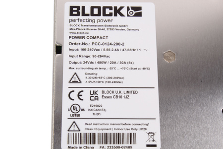 PCC-0124-200-2 BLOCK ALIMENTATION A DÉCOUPAGE (SMPS)