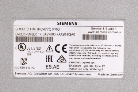 6AV7883-7AA20-8GA0 SIEMENS SIMATIC HMI IPC477C PRO