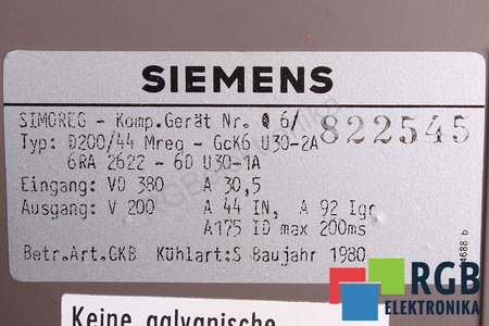6RA2622-6DU30-1A SIEMENS D200/44 MREQ-GCK6U30-2A SIMOREG