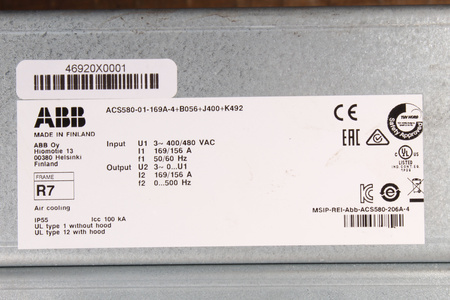 ACS580-01-169A-4+B056+J400+K492 ABB