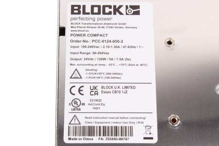 PCC-0124-050-2 BLOCK ALIMENTATION A DÉCOUPAGE (SMPS)