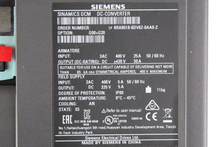 6RA8018-6DV62-0AA0-Z Z:G00+G20 SIEMENS