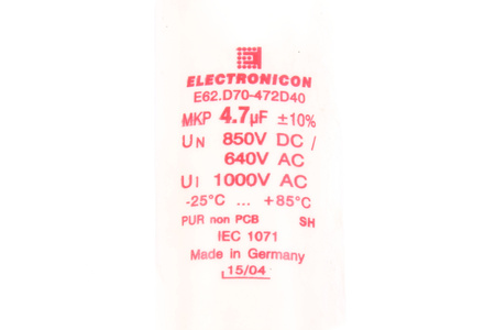 CONDENSATEUR E62.D70-472D40 ELECTRONICON 4.7UF, 1000V, 40MM, 70MM