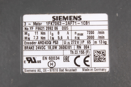 1FK7063-2AF71-1CB1 SIEMENS SIMOTICS S 1FK7 SIMOTICS S
