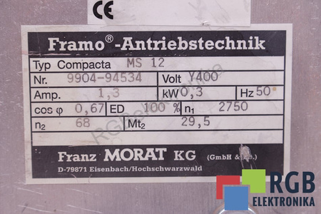 COMPACTA MS12 FRAMO SLIP-ON GEARED MOTOR