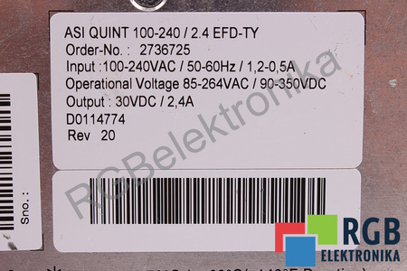 ASI QUINT 100-240/2.4 EFD-TY THYSENKRUPP REV. 20 2736725 30VDC