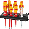 JEU DE TOURNEVIS KRAFTFORM PLUS SÉRIE 100 + TESTEUR DE PHASE UNIPOLAIRE + RACK, 7 PIECES 05006147001 WERA 160 I/7 VDE R