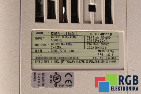 CIMR-L7B4011 YASKAWA VARISPEED L7 SANS CAPOT