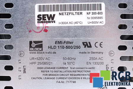 HLD110-500/250 BLOCK FILTRE