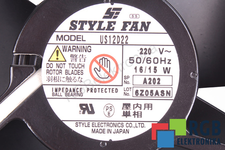 US12D22 STYLE ELECTRONICS 120X120X40MM, 230V VENTILATEUR