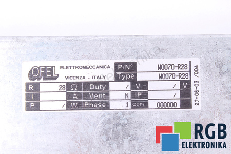 W0070R28 OFEL 28 OM RÉSISTANCE DE FREINAGE