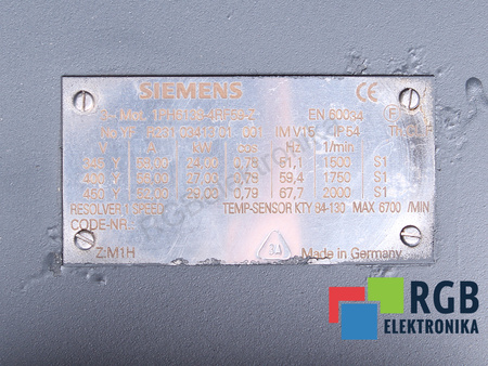 1PH6138-4RF59-Z Z:M1H SIEMENS AC MAIN SPINDLE MOTOR 1PH6