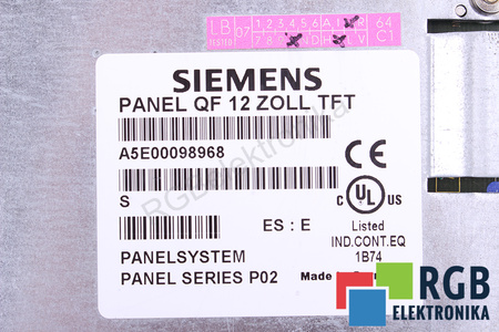 A5E00098968 SIEMENS SIMATIC PANEL PC 670 / PC870 QF 12 ZOLL TFT