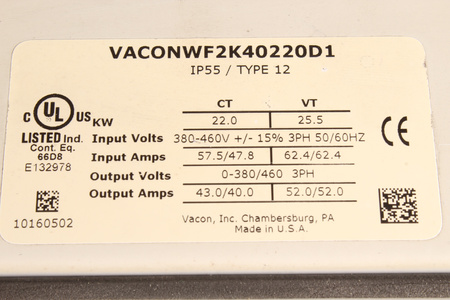 VACONWF2K40220D1 VACON
