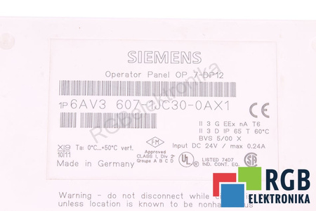 6AV3607-1JC30-0AX1 SIEMENS SIMATIC OPERATOR PANEL OP7/DP-12