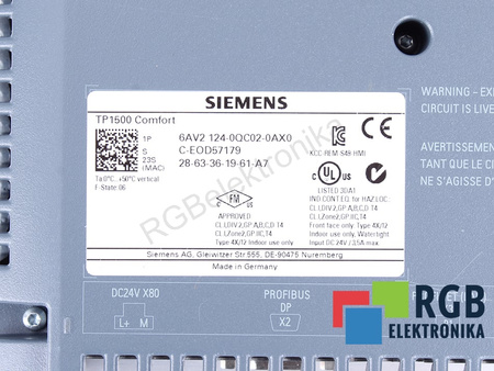 6AV2124-0QC02-0AX0 SIEMENS SIMATIC HMI TP1500 COMFORT