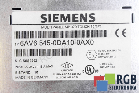 6AV6545-0DA10-0AX0 SIEMENS 12 TFT SIMATIC MULTI PANEL MP370