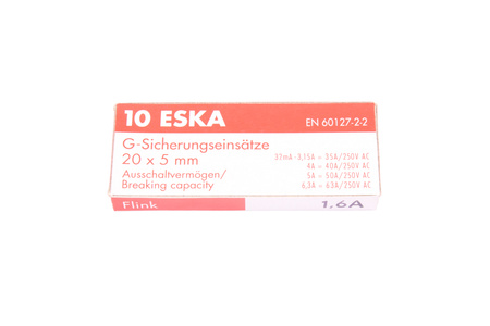 FUSIBLE CYLINDRIQUE RAPIDE EN VERRE 520.619 ESKA ZKS-1.6A 250V, 1.6A, 5X20MM, 10PCS